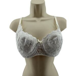 Vintage Felina White Eyelet Padded Wire Balconette Bra 36C